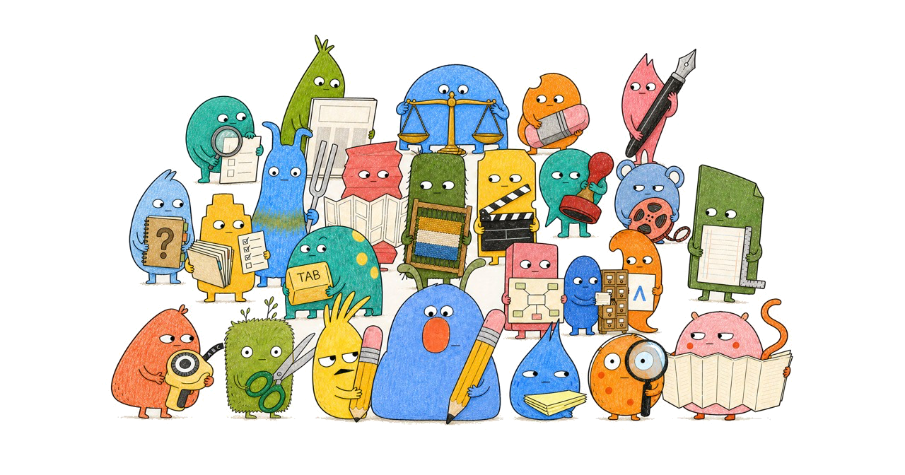 All 25 Click Clack Figments in a family portrait.