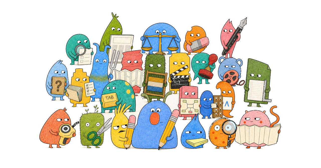 All 25 Click Clack Figments in a family portrait.